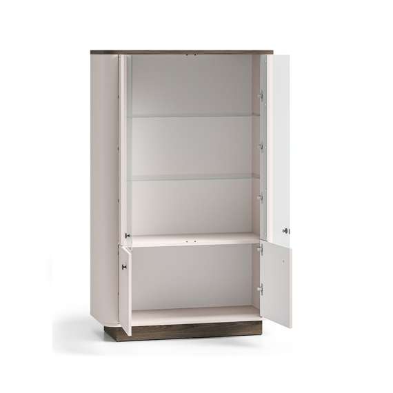 Vitrineskap VILAVIO 92x150 cm - 2 dører - eik windmill - cashmere - avrundede kanter