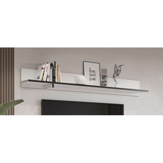 Vegghylle Cross 180x23 cm - hvit - sort