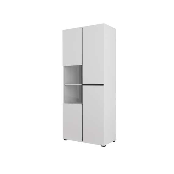 Vitrineskap Cross 79x183 cm - hvit - sort - med belysning