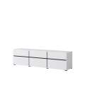 Tv-benk Cross 180x48 cm - hvit - sort - 3 dører - 3 skuffer