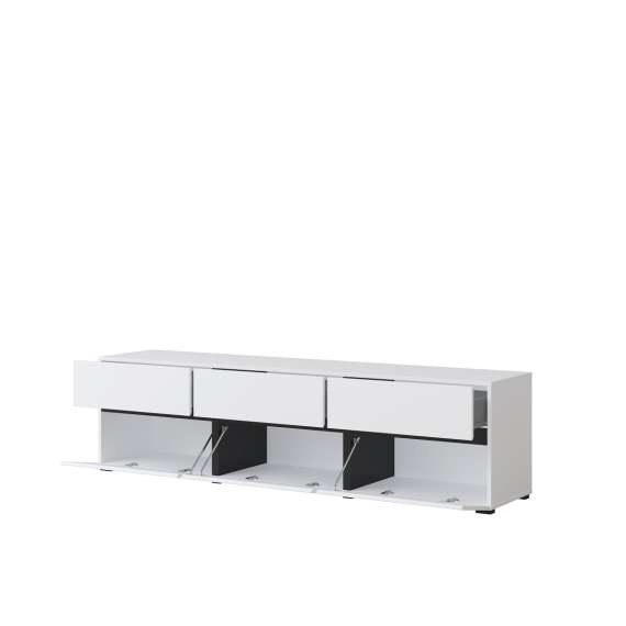 Tv-benk Cross 180x48 cm - hvit - sort - 3 dører - 3 skuffer