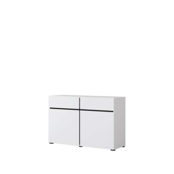 Skjenk Cross 119x78 cm - hvit - sort - 2 dører - 2 skuffer
