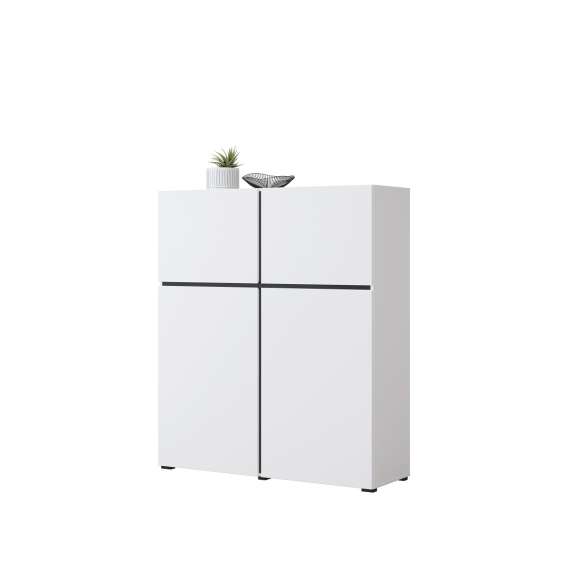 Skap Cross 119x139 cm - hvit - sort - 2 dører