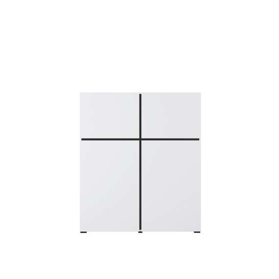 Skap Cross 119x139 cm - hvit - sort - 2 dører