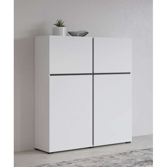 Skap Cross 119x139 cm - hvit - sort - 2 dører