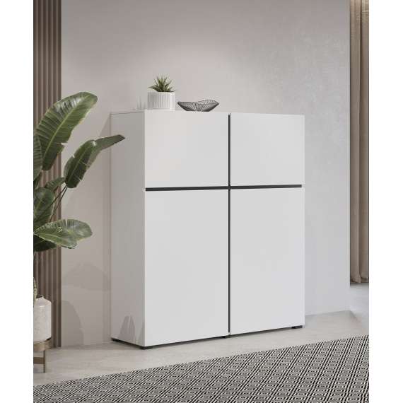 Skap Cross 119x139 cm - hvit - sort - 2 dører