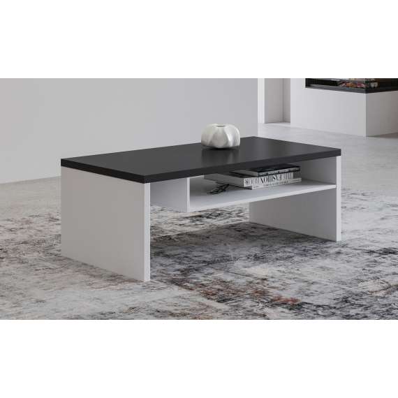 Sofabord Cross 120x60 cm - hvit - sort - 2 dører