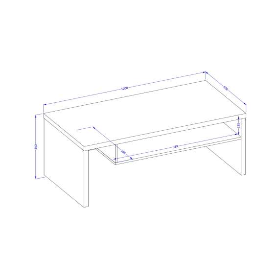 Sofabord Cross 120x60 cm - hvit - sort - 2 dører