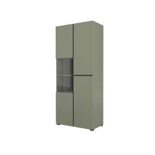 Vitrineskap Cross 79x183 cm - grønn - sort - med belysning