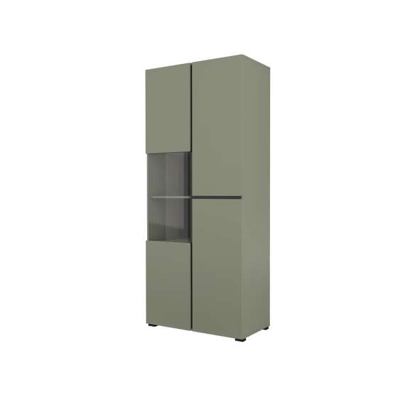 Vitrineskap Cross 79x183 cm - grønn - sort - med belysning