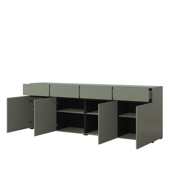 Skjenk Cross 225x78 cm - grønn - sort - 4 dører - 4 skuffer