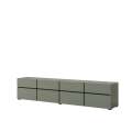 Tv-benk Cross 225x48 cm - grønn - sort - 4 dører - 4 skuffer