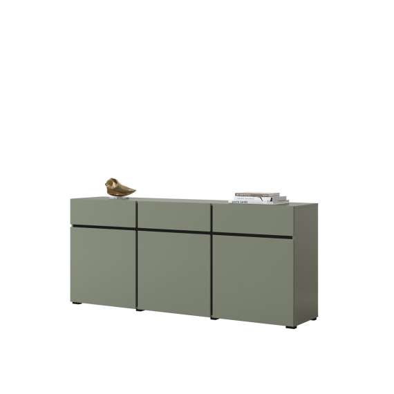 Skjenk Cross 180x78 cm - grønn - sort - 3 dører - 3 skuffer