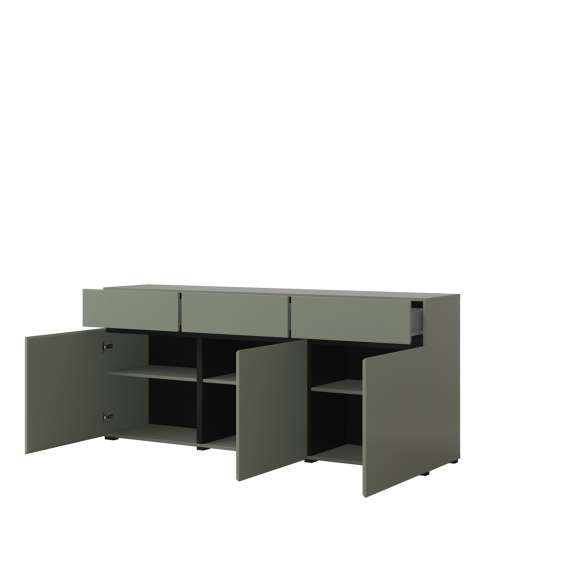 Skjenk Cross 180x78 cm - grønn - sort - 3 dører - 3 skuffer