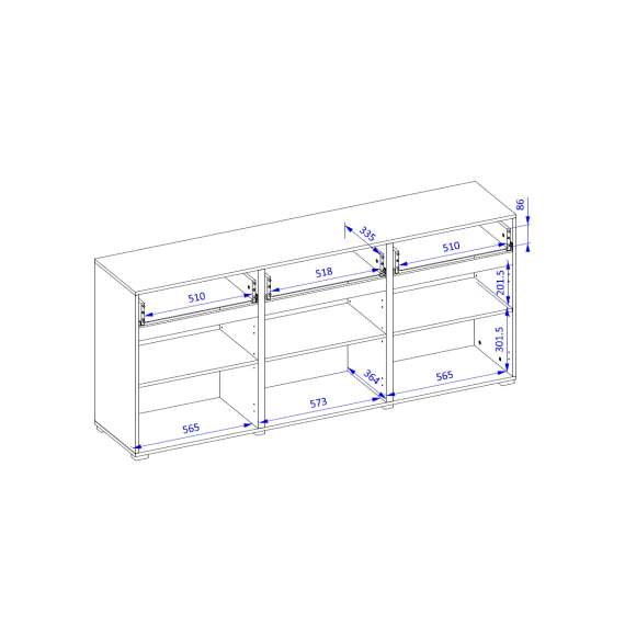 Skjenk Cross 180x78 cm - grønn - sort - 3 dører - 3 skuffer