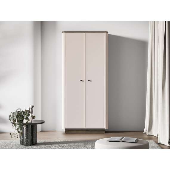 Garderobeskap VILAVIO 92x2000 cm - 2 dører - eik windmill - cashmere - avrundede kanter