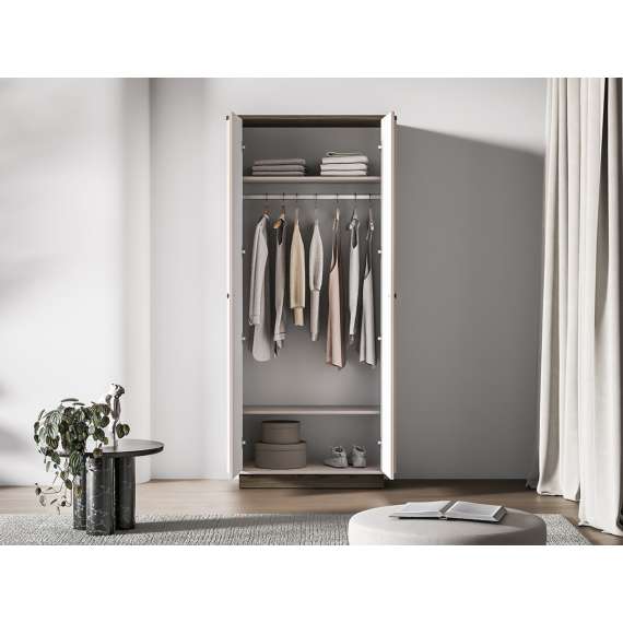 Garderobeskap VILAVIO 92x2000 cm - 2 dører - eik windmill - cashmere - avrundede kanter