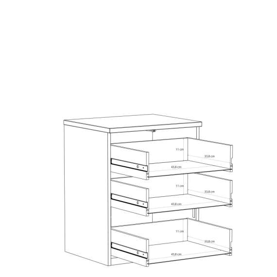 Nattbord EDWAL 50x63 cm - 3 skuffer - beige sand - eik mauvela