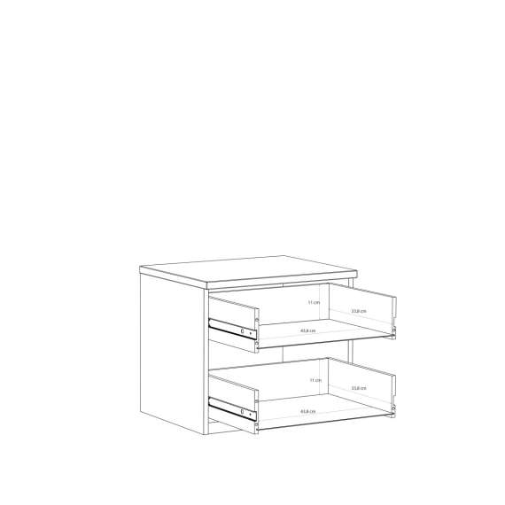 Nattbord EDWAL 50x44 cm - 2 skuffer - beige sand - eik mauvela