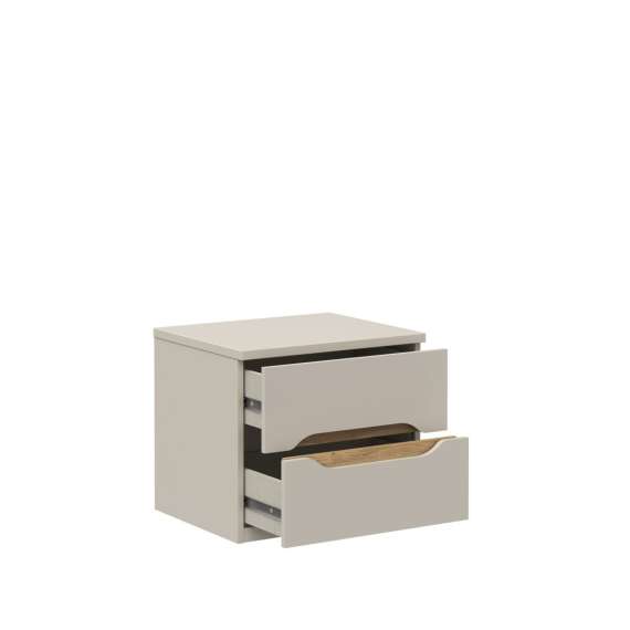 Nattbord EDWAL 50x44 cm - 2 skuffer - beige sand - eik mauvela