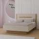 Seng EDWAL 140x200 cm - beige sand - eik mauvella - oppbevaringsplass