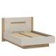 Seng EDWAL 140x200 cm - beige sand - eik mauvella - oppbevaringsplass
