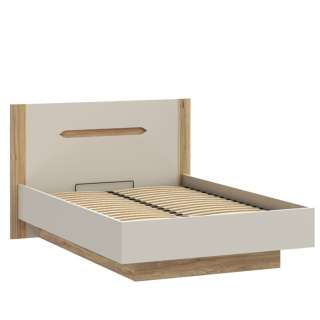 Seng EDWAL 140x200 cm - beige sand - eik mauvella - oppbevaringsplass