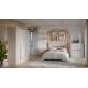 Seng EDWAL 140x200 cm - beige sand - eik mauvella - oppbevaringsplass