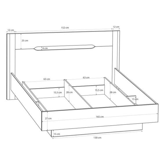 Seng EDWAL 160x200 cm - beige sand - eik mauvella - oppbevaringsplass