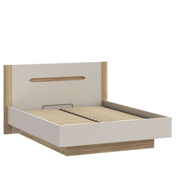 Seng EDWAL 160x200 cm - beige sand - eik mauvella - oppbevaringsplass