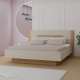 Seng EDWAL 180x200 cm - beige sand - eik mauvella - oppbevaringsplass