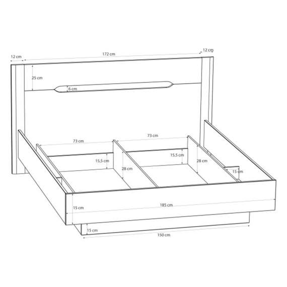 Seng EDWAL 180x200 cm - beige sand - eik mauvella - oppbevaringsplass