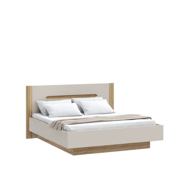 Seng EDWAL 180x200 cm - beige sand - eik mauvella - oppbevaringsplass