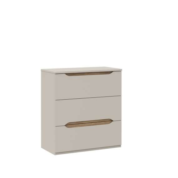 Kommode EDWAL 85x92 cm - 3 skuffer - beige sand - eik mauvela