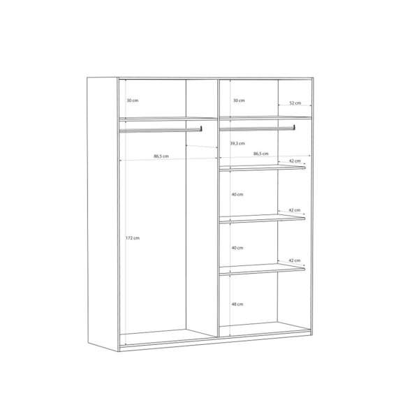 Garderobeskap EDWAL 177x210 - beige sand - eik mauvella