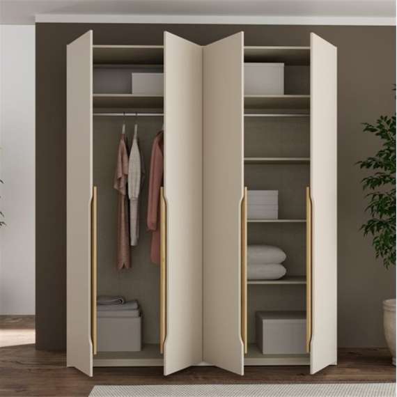 Garderobeskap EDWAL 177x210 - beige sand - eik mauvella