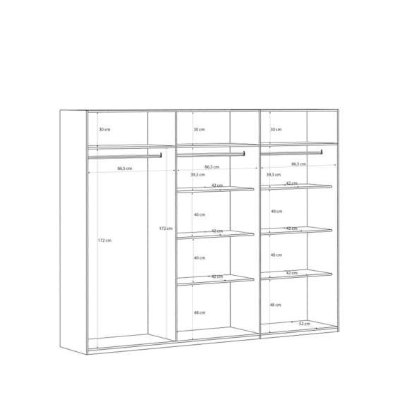 Garderobeskap EDWAL 266x210 - 6 dører - beige sand - eik mauvella