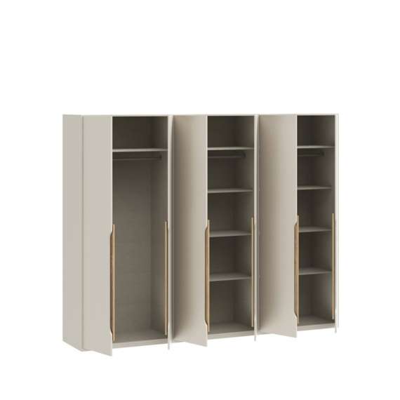 Garderobeskap EDWAL 266x210 - 6 dører - beige sand - eik mauvella