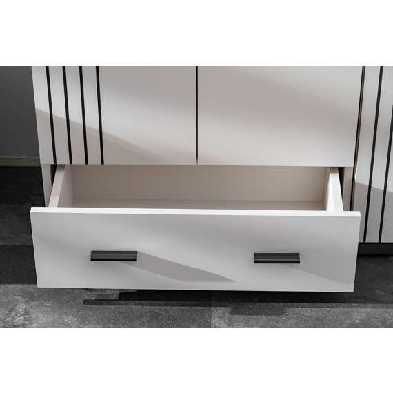 Garderobeskap HUGO 60x203 cm - 2 dører - 1 skuff - cashmere - svart matt spiler