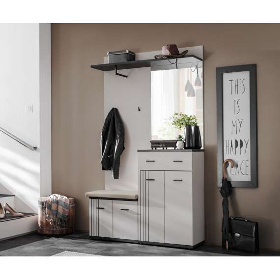 Skoskap HUGO 60x96 cm - 1 dør - 1 skuff - cashmere - svart matt