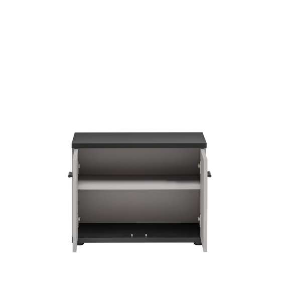 Sittebenk HUGO 60x46 cm - 2 dører - pute - cashmere - svart matt