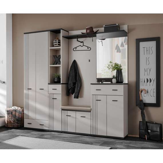Sittebenk HUGO 60x46 cm - 2 dører - pute - cashmere - svart matt