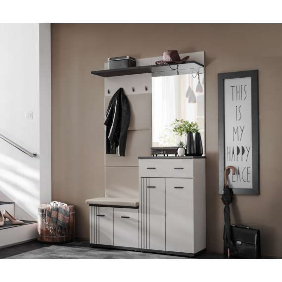 Entresett HUGO VI  120 cm - cashmere - svart detaljer - polstret veggpanel