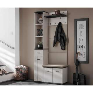 Entresett HUGO V  90 cm - cashmere - svart detaljer - polstret veggpanel