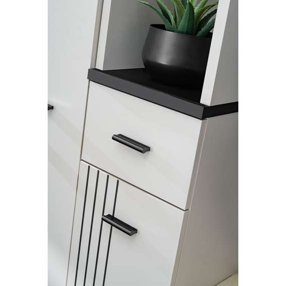 Entresett HUGO V  90 cm - cashmere - svart detaljer - polstret veggpanel