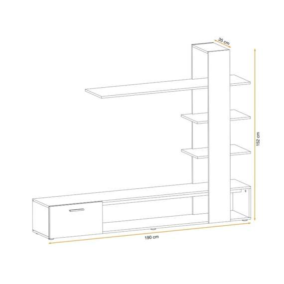 Seksjon ECO - 190x152 cm - eik wotan - hvit matt