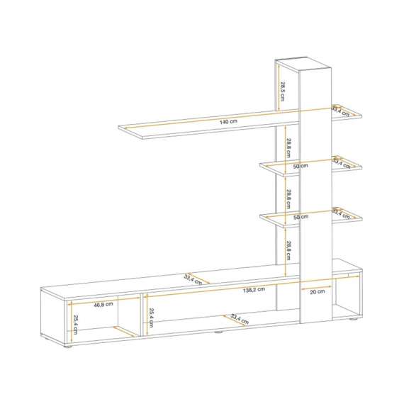 Seksjon ECO - 190x152 cm - eik wotan - hvit matt