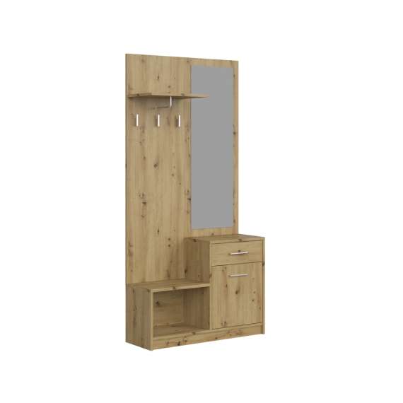 Garderobe til entré PERGO 90x184 cm - eik artisan - speil