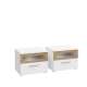 Nattbord MAYACUS - 52x41 cm - hvit matt - eik mauvella - 2 stk