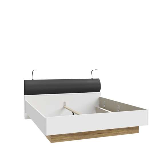 Seng MAYACUS 180x200 cm - hvit matt - eik mauvella